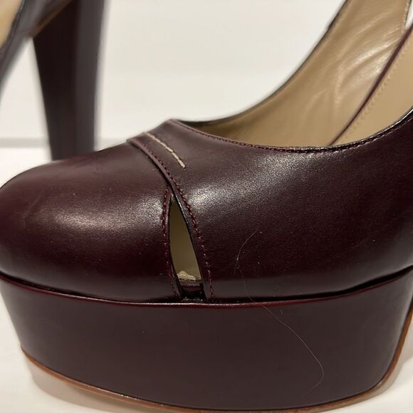 Liviana Conti Burgundy Leather Platform Heel Shoes Size 38 - Picture 13 of 16